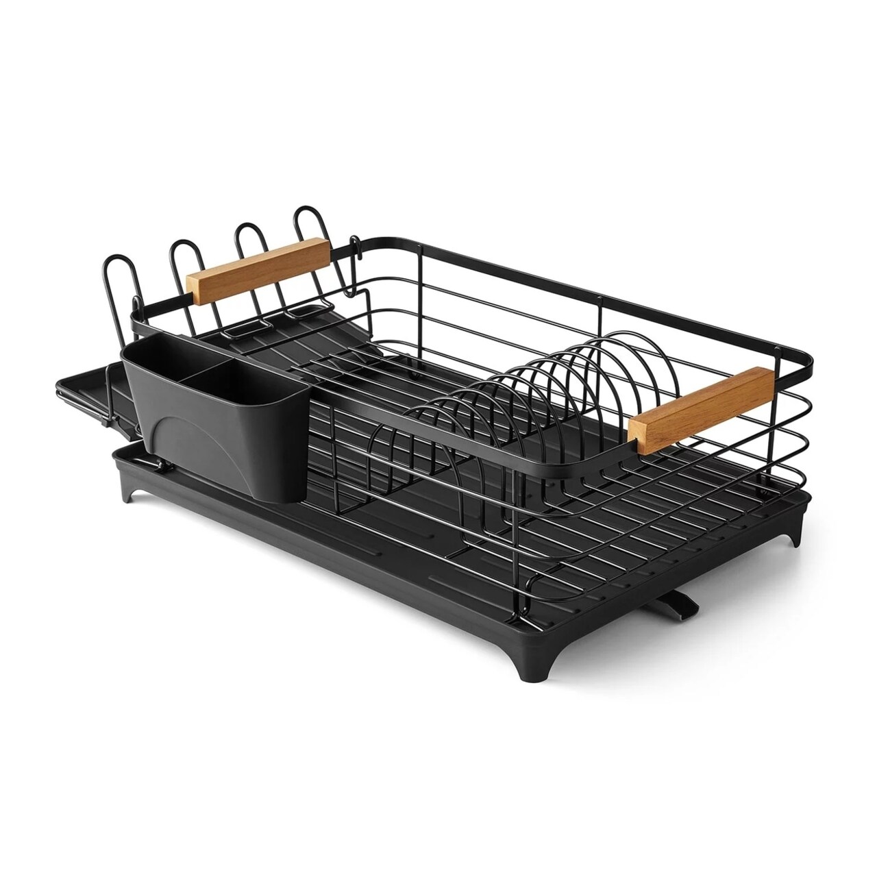 Members Mark Modern Dish Rack With Utensil Caddy And Glassware Holder Black